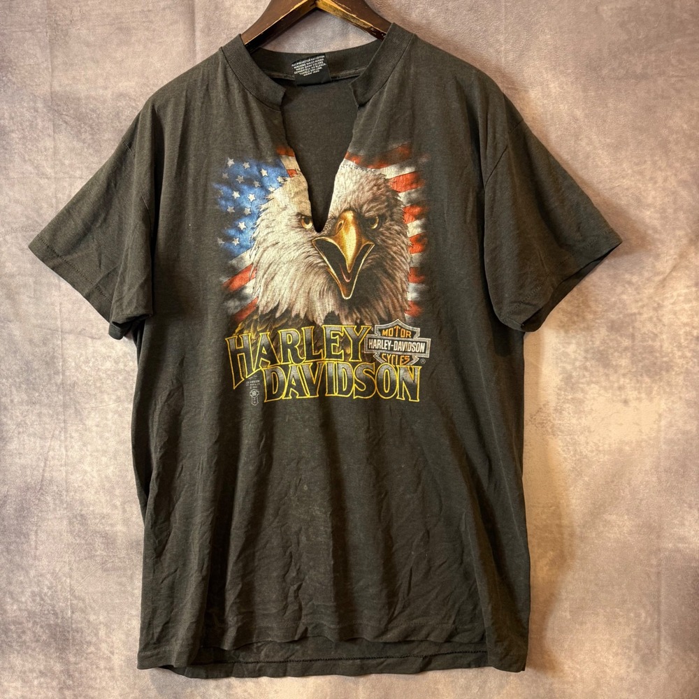 Vintage 1989 Harley Davidson 3D Emblem Eagle T-Shirt XL Cycle Empire Milwaukee